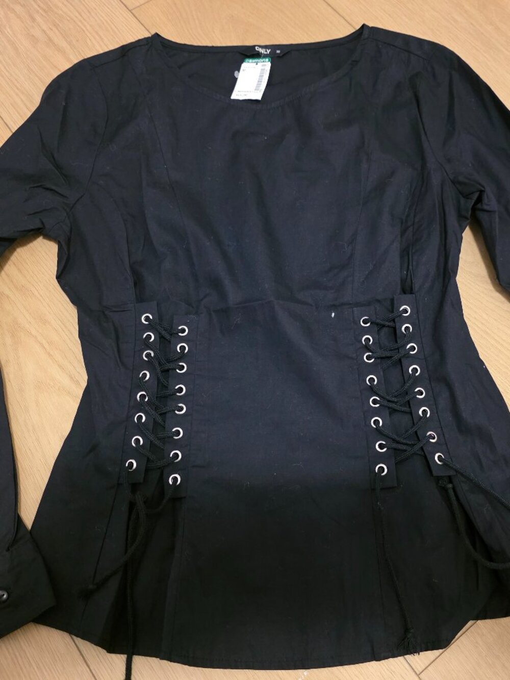 NWT Black Corset Lace-Up Blouse from Simons (gothic/alternative) Size S/4/EU 36